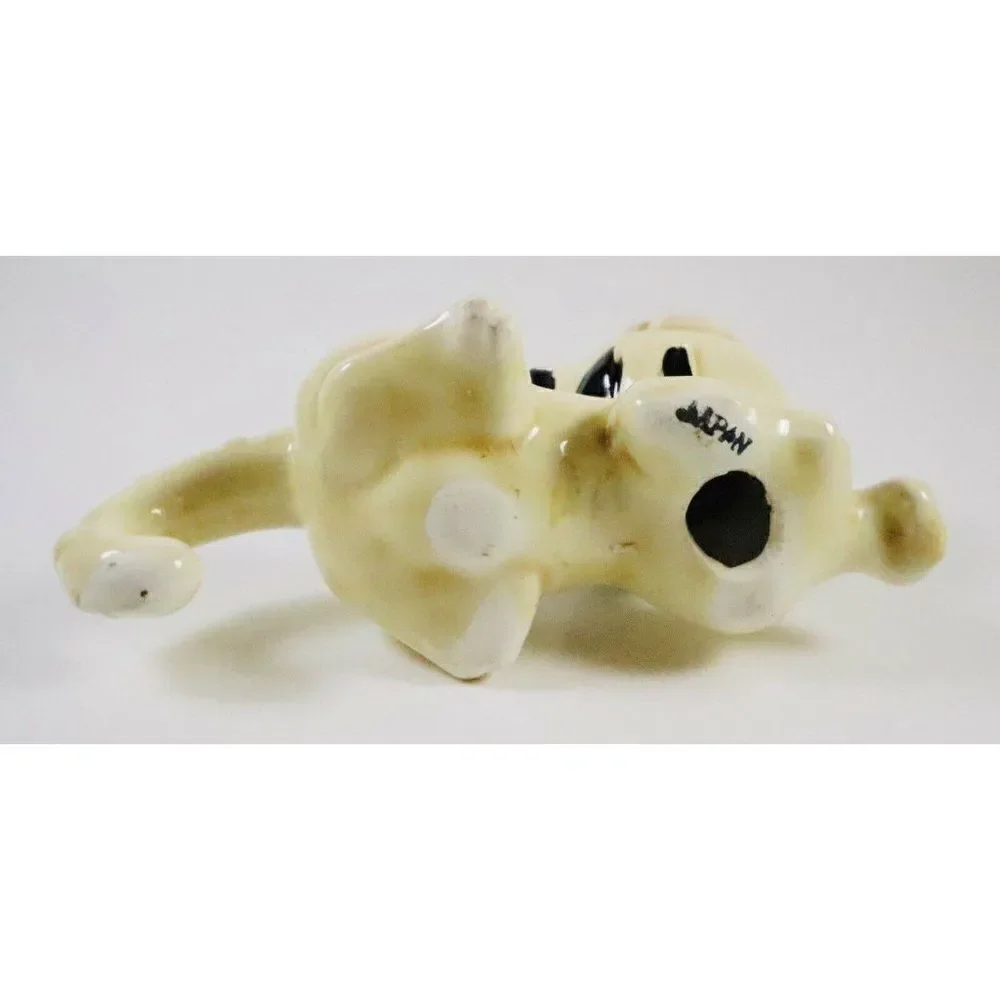 Vintage Ceramic Striped Funny Face Cat Figurine Silly Kitty Chubby Cheeks Kawaii